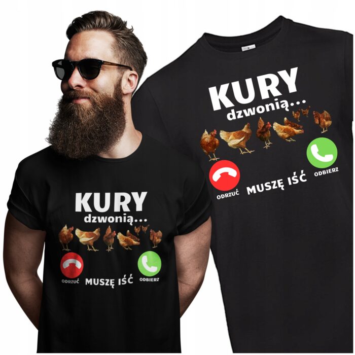 Koszulka T-shirt KURY DZWONIĄ- koszulka z nadrukiem - obrazek 2