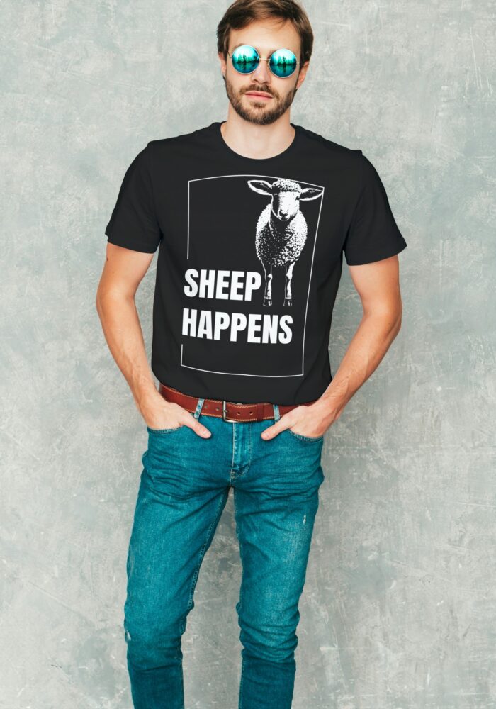 SHEEP HAPPENS- koszulka z nadrukiem - obrazek 4