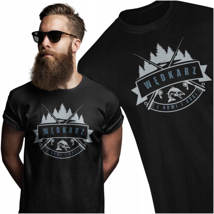 WĘDKARZ Z KRWI I OŚCI- koszulka z nadrukiem - obrazek 2