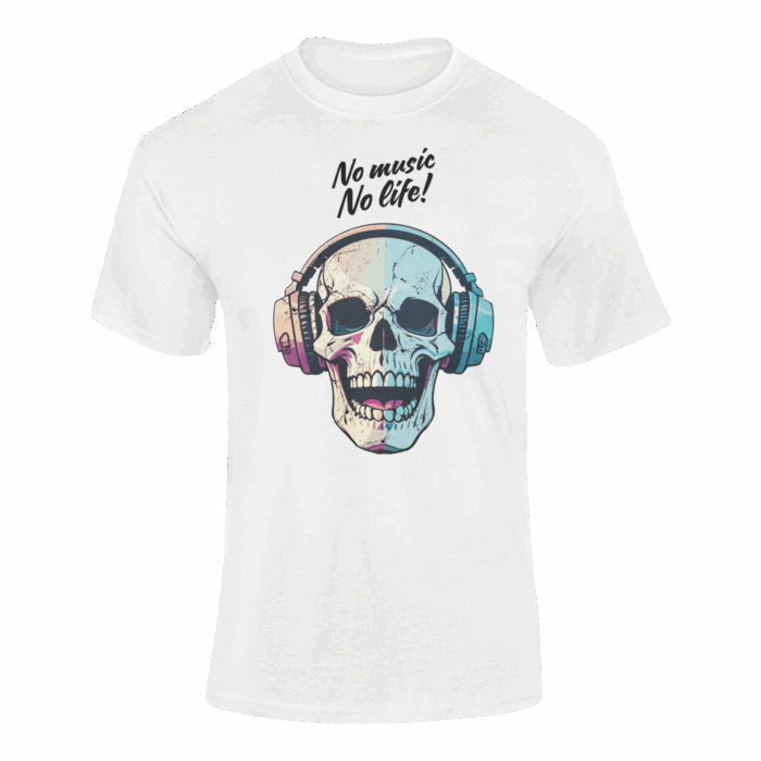 CZASZKA NO MUSIC NO LIFE- koszulka z nadrukiem - obrazek 4