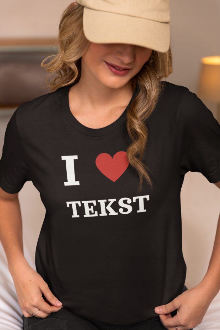 I LOVE+ TWÓJ TEKST- koszulka z nadrukiem - obrazek 3