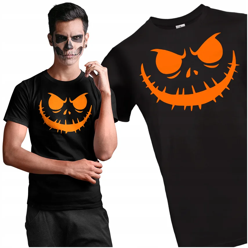 17192803852-1 Koszulka męska t-shirt na HALLOWEEN horror smile dynia strój na imprezę - obrazek 1