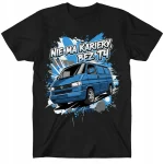 VOLKSVAGEN VW T4 KOSZULKA MĘSKA NIE MA KARIERY BEZ T4 Z NADRUKIEM NIEBIESKI