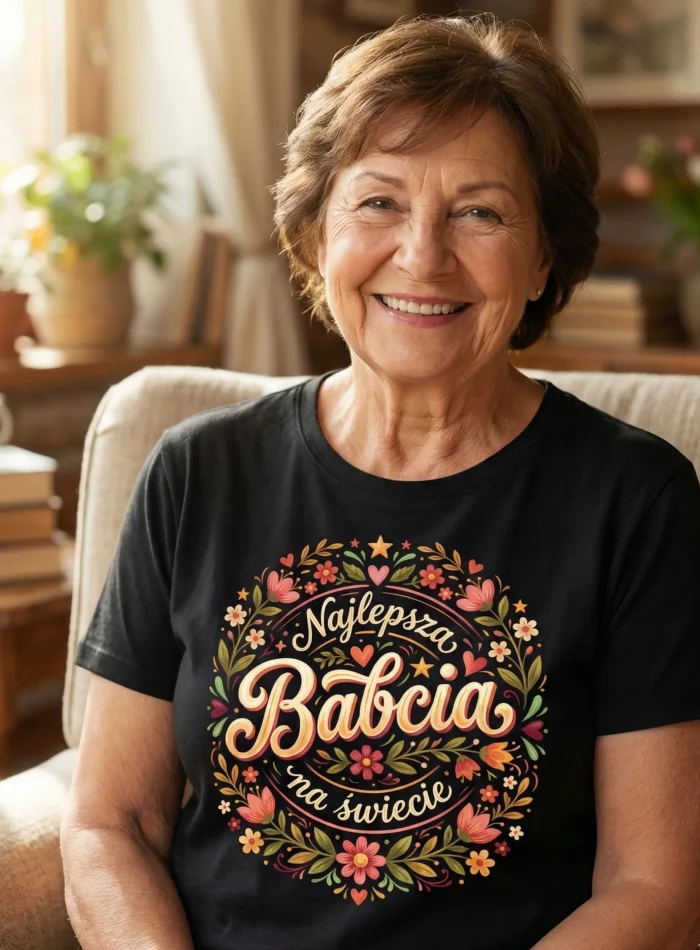 PREZENT DLA BABCI NA DZIEŃ BABCI T-SHIRT DAMSKI NA ŚWIĘTA URODZINY IMIENINY - obrazek 2