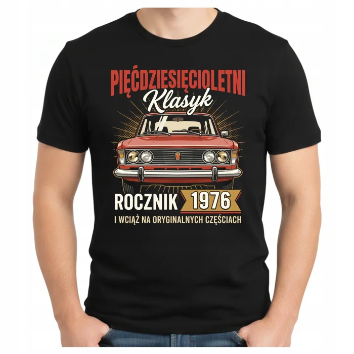 Koszulka Męska PREZENT NA 50 LAT URODZINY Pięćdziesiątka ROCZNIK 1976 FIAT - obrazek 2