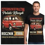 PREZENT na 40 URODZINY dla Mężczyzny Koszulka ROCZNIK 1986 FIAT MALUCH PRL
