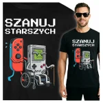 Koszulka męska GAMINGOWA - DLA GRACZA PREZENT SZANUJ STARSZYCH NINTENDO