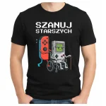 Koszulka męska GAMINGOWA - DLA GRACZA PREZENT SZANUJ STARSZYCH NINTENDO - obrazek 3