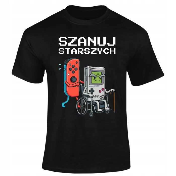 Koszulka męska GAMINGOWA - DLA GRACZA PREZENT SZANUJ STARSZYCH NINTENDO - obrazek 4