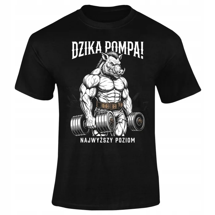 KOSZULKA TSHIRT NA SIŁOWNIE MĘSKA "DZIKA POMPA" ŚMIESZNA SPORTOWA GYM - obrazek 2