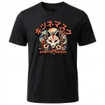 Koszulka Tshirt czarna 100% Bawełna Japonia Tokyo Kitsune Mask Lis Sakura - obrazek 2
