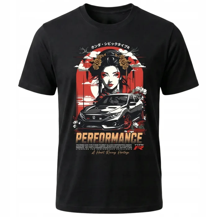 Koszulka Tshirt czarna 100% Bawełna Japonia Tokyo JDM Gejsza Civic - obrazek 2