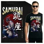 Koszulka Tshirt czarna 100% Bawełna Japonia Tokyo Samuraj Katana Bushido