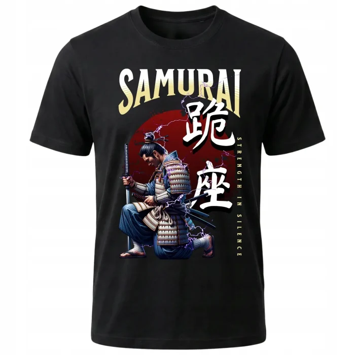 Koszulka Tshirt czarna 100% Bawełna Japonia Tokyo Samuraj Katana Bushido - obrazek 2