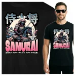 Koszulka Tshirt czarna 100% Bawełna Japonia Tokyo Samuraj Wojownik Konny