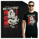 Koszulka Tshirt czarna 100% Bawełna Japonia Tokyo Bushido Samurai Smok