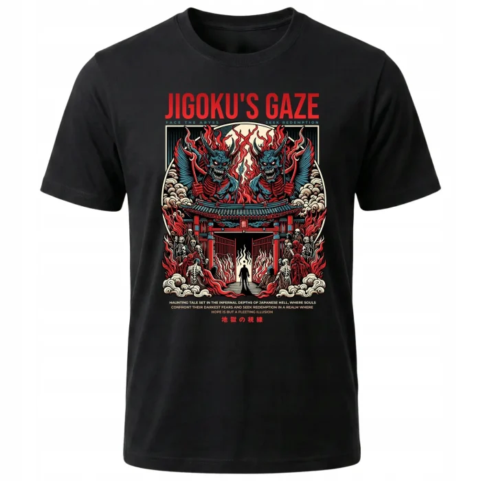 Koszulka Tshirt czarna 100% Bawełna Japonia Tokyo Oni Demon Piekło - obrazek 2