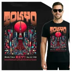 Koszulka Tshirt czarna 100% Bawełna Japonia Tokyo Japońskie Neony Miasto