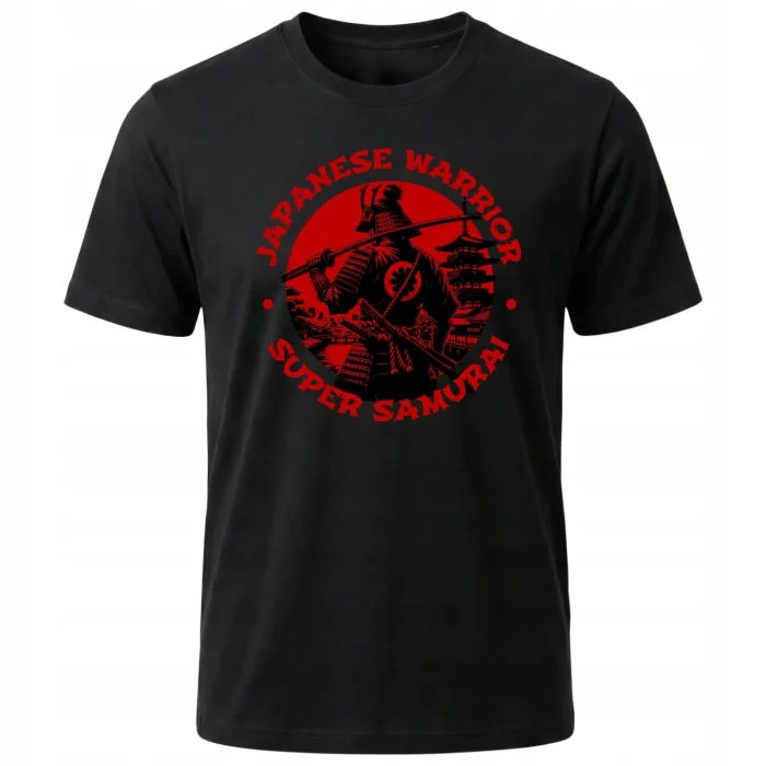 Koszulka Tshirt czarna 100% Bawełna Japonia Tokyo Samuraj Wojownik - obrazek 2
