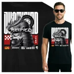 Koszulka Tshirt czarna 100% Bawełna Japonia Tokyo Samurai Wojownik Zbroja