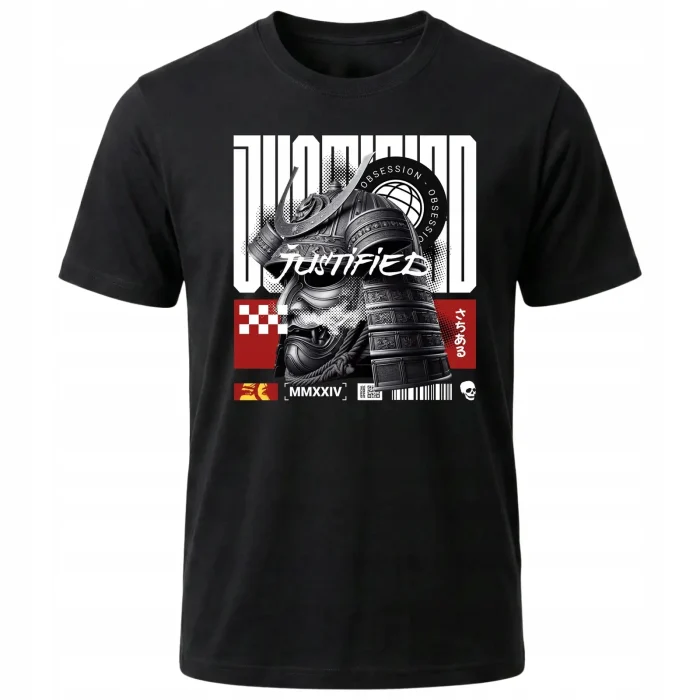 Koszulka Tshirt czarna 100% Bawełna Japonia Tokyo Samurai Wojownik Zbroja - obrazek 2
