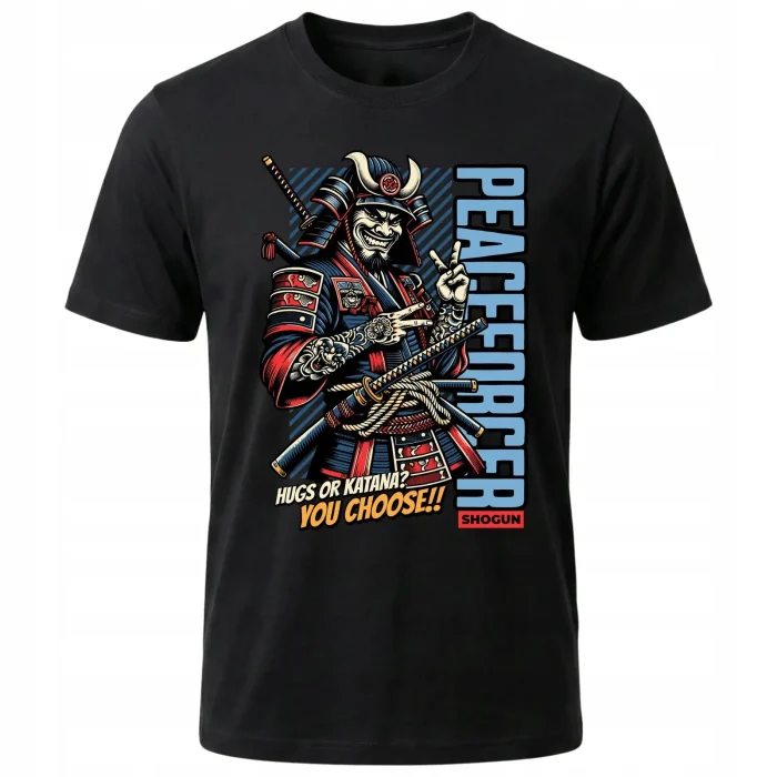 Koszulka Tshirt czarna 100% Bawełna Japonia Tokyo Samuraj Katana Shogun - obrazek 2