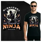 Koszulka Tshirt czarna 100% Bawełna Japonia Tokyo Japoński Wojownik