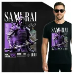 Koszulka Tshirt czarna 100% Bawełna Japonia Tokyo Samurai Katana