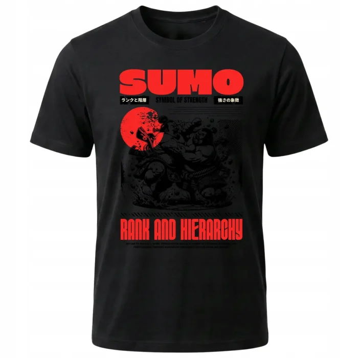 Koszulka Tshirt czarna 100% Bawełna Japonia Tokyo Sumo Zapaśnicy Manga - obrazek 2