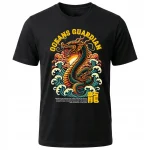 Koszulka Tshirt czarna 100% Bawełna Japonia Tokyo smok morski opiekun - obrazek 2