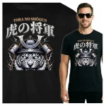 Koszulka Tshirt czarna 100% Bawełna Japonia Tokyo Tygrys Samuraj Shogun