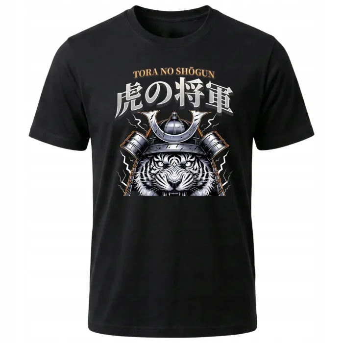 Koszulka Tshirt czarna 100% Bawełna Japonia Tokyo Tygrys Samuraj Shogun - obrazek 2