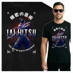 Koszulka Tshirt czarna 100% Bawełna Japonia Tokyo Iaijutsu Wojownik Katana