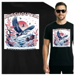 Koszulka Tshirt czarna 100% Bawełna Japonia Tokyo Ptak Sakura