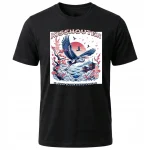 Koszulka Tshirt czarna 100% Bawełna Japonia Tokyo Ptak Sakura - obrazek 2