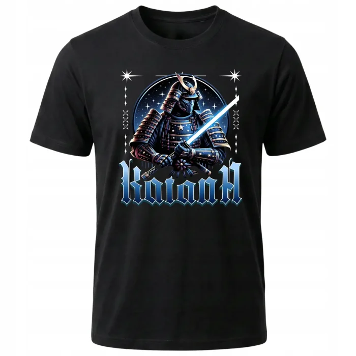 Koszulka Tshirt czarna 100% Bawełna Japonia Tokyo Samurai Wojownik Katana - obrazek 2