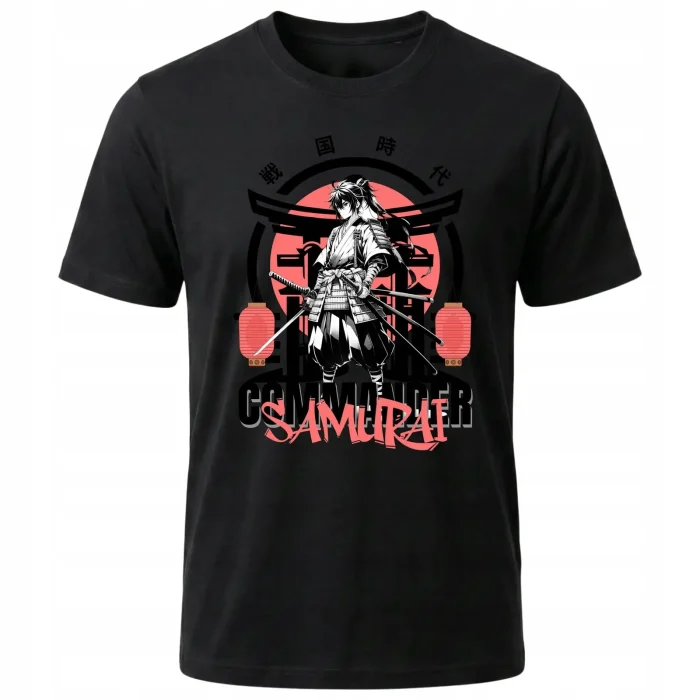 Koszulka Tshirt czarna 100% Bawełna Japonia Tokyo Samurai Wojownik Katana - obrazek 2