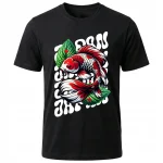 Koszulka Tshirt czarna 100% Bawełna Japonia Tokyo Karp Koi ryba japoński - obrazek 2