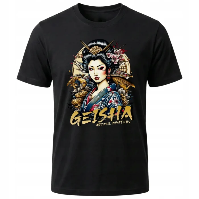 Koszulka Tshirt czarna 100% Bawełna Japonia Tokyo Gejsza Sztuka Anime - obrazek 2