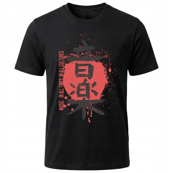 Koszulka Tshirt czarna 100% Bawełna Japonia Tokyo Kanji Muzyka Grunge - obrazek 2