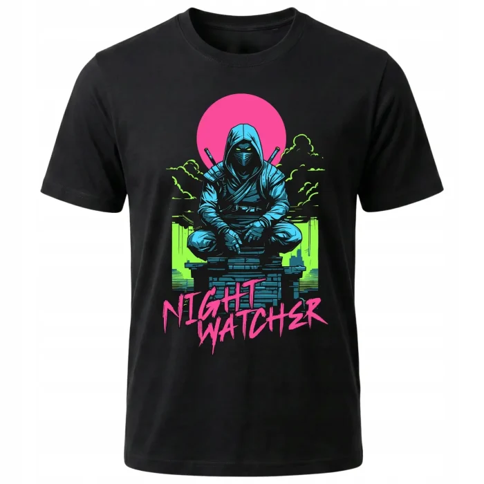 Koszulka Tshirt czarna 100% Bawełna Japonia Tokyo Ninja Neon Streetwear - obrazek 2