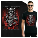 Koszulka Tshirt czarna 100% Bawełna Japonia Tokyo Samurai Bushido Wojownik