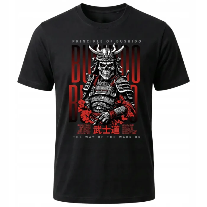 Koszulka Tshirt czarna 100% Bawełna Japonia Tokyo Samurai Bushido Wojownik - obrazek 2