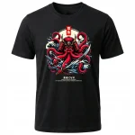 Koszulka Tshirt czarna 100% Bawełna Japonia Tokyo Samurai Ośmiornica - obrazek 2
