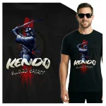 Koszulka Tshirt czarna 100% Bawełna Japonia Tokyo Kendo Samurai