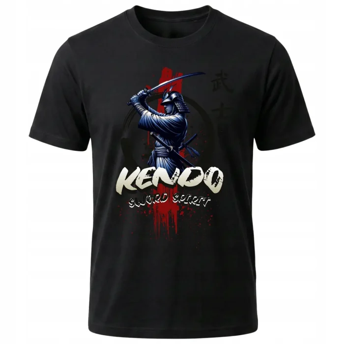 Koszulka Tshirt czarna 100% Bawełna Japonia Tokyo Kendo Samurai - obrazek 2