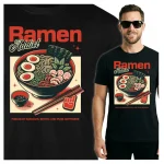 Koszulka Tshirt czarna 100% Bawełna Japonia Tokyo Ramen Nudle Japoński