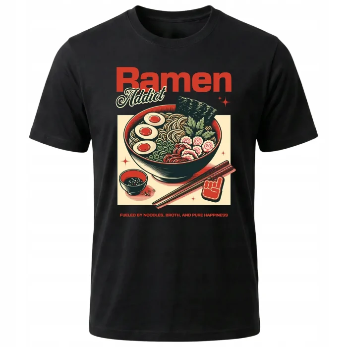 Koszulka Tshirt czarna 100% Bawełna Japonia Tokyo Ramen Nudle Japoński - obrazek 2
