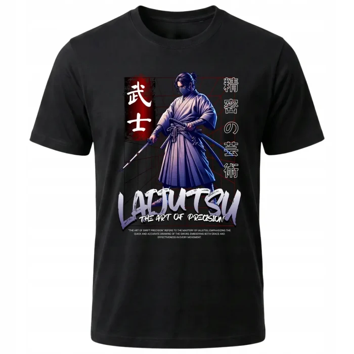 Koszulka Tshirt czarna 100% Bawełna Japonia Tokyo Samurai Iaijutsu Miecz - obrazek 2