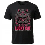 Koszulka Tshirt czarna 100% Bawełna Japonia Tokyo Lucky Cat Kot Maneki-neko - obrazek 2